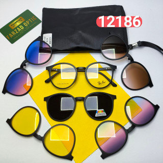 عینک طبی پنج کاوره ریبن Ray ban مدل 12186 کاور دار کائوچو TR90 سبک پلاریزه به همراه کیس
