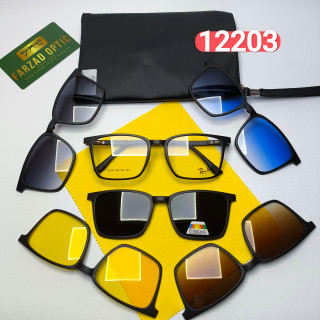 عینک طبی کاور دار ریبن Ray ban مدل 12203 کائوچو TR90 سبک پلاریزه به همراه کیس